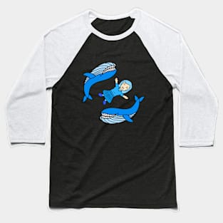 Cute girl with funny whales Baseball T-Shirt